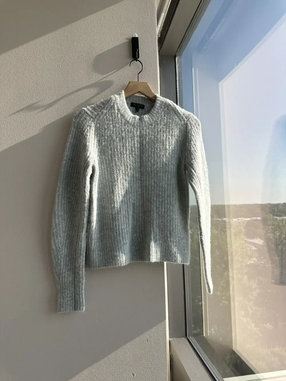 Rag & Bone Gray Jonie Rib Knit Alpaca Blend Crewneck Sweater Sz SP